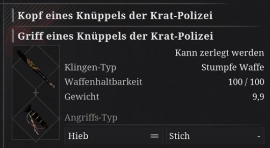 Knüppels der Krat-Polizei