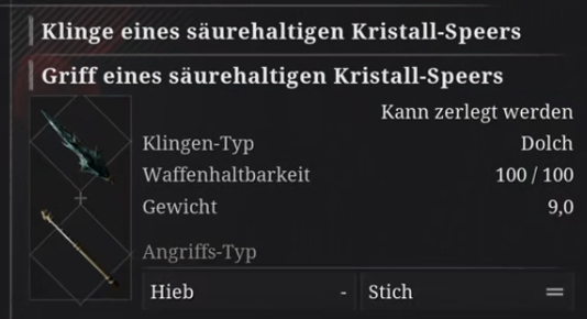 Säurehaltigen Kristall-Speers