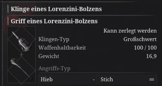 Klinge eines Lorenzini-Bolzenzs