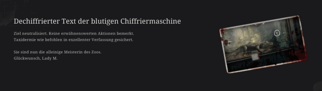 Dechiffrierter Text der blutigen Chiffriermaschine