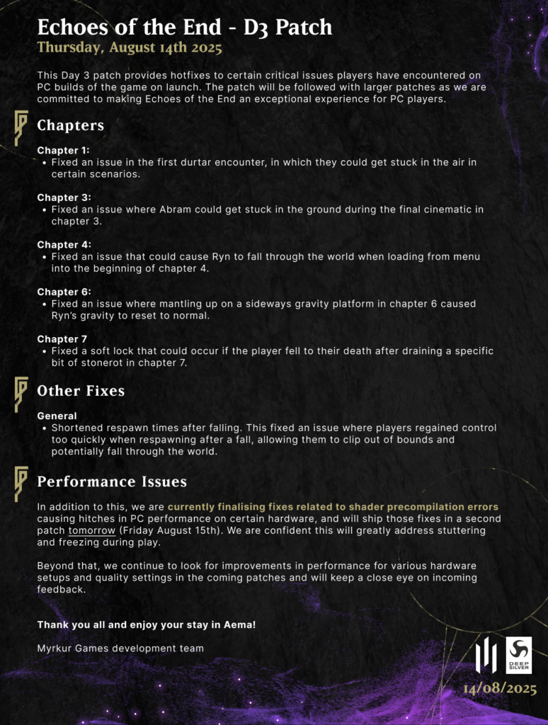 Echoes of the End Patchnotes
